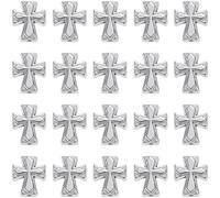 SUNNYCLUE 1 Box 100Pcs Silver Cross Beads Easter Bead Bulk Metal Alloy Antique Tibetan Holy Crucifix Crosses Loose Spacer Charm Mini Beads for Jewellery Making Bracelet Necklace DIY Crafts Accessories