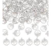 SUNNYCLUE 1 Box 100Pcs Silver Tree of Life Charms Metal Tree Charms Small Alloy Lucky Trees Antique Round Plant Charms for Jewellery Making Charms Diy Necklaces Earrings Bracelets Supplies Women Adult