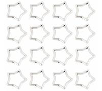 SUNNYCLUE 1 Box 100Pcs Star Frame Beads Hollow Spacer Beads Silver Metal 15mm Tibetan Style Pentagram with Double Holes Loose Spacers Connector for Jewellery Making DIY Earrings Bracelets Craft