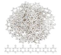 SUNNYCLUE 1 Box 100Pcs Star of David Charms Six Point Star Charm Tibetan Silver Alloy Retro Magen David Star Magic Hexagram Charm for Jewellery Making Charms Supplies DIY Necklace Bracelet Earring