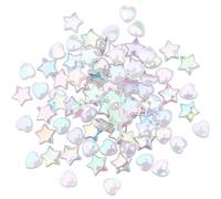 SUNNYCLUE 1 Box 100Pcs White Acrylic Heart Beads Clear Acrylic Star Beads AB Color Gradient Plastic Assorted 1.5mm Hole Loose Spacers for Jewellery Making Bracelets Necklaces Earrings DIY Accessories