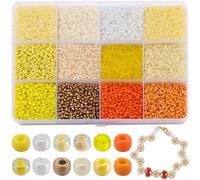 SUNNYCLUE 1 Box 10320pcs Bracelet Seed Beads Kit Glass Seed Beads 2mm Yellow Round Glass Seeds Bead Mini Spacer Loose Bead Small Glasses Beaded for jewellery Making DIY Friendship Bracelets Necklace