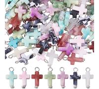 SUNNYCLUE 1 Box 105Pcs 7 Colors Acrylic Cross Charms Easter Cross Charms Opaque Rossary Imitation Gemstone Plastic Dangle Beads for Jewellery Making Keychain DIY Crafts Necklace Earring Women Adults