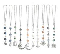 SUNNYCLUE 1 Box 10pcs 10 styles Star Car Charms Car Mirror Charms Cute Sun Moon Boho Silver Beaded Cars Window Hanging Ornaments Pendants for Rear View Mirror Christmas Women Key Chain Decorations