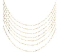 SUNNYCLUE 1 Box 10Pcs 16 Inch/41CM Real 18K Gold Plated Stainless Steel Paperclip Necklace Chains Rectangle Link Chain Metal 6.4CM Extender Linking for Jewelry Making DIY Crafts Women Men Supplies