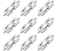 SUNNYCLUE 1 BOX 10PCS 22mm Brass Fold Over Clasp Bracelet Extender Clasp Metal Silver Necklace Extension Clasps Fastener Foldover Clasps for jewellery Making Bracelets Necklaces Women Adults Diy Craft