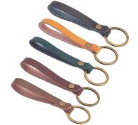 SUNNYCLUE 1 Box 10pcs 5 Colors Cowhide Keychains Leather Keyrings Antique Dark Red Bronze Lanyard Keys Chain Blank Tags Strap Hook Bulk for Women Adults Birthday Graduation Keyring Supplies Gifts