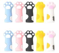 SUNNYCLUE 1 Box 10Pcs 5 Colors Knitting Needle Stoppers Needle Point Protectors Bulk Cat Paw Cute Cartoon Colorful Silicone Small Marker Pins Stitch Stoppers for Knitting Crocheting Sewing Gift Women
