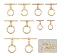 SUNNYCLUE 1 Box 10Pcs 5 Styles Real 18K Gold Plated Toggle Clasp Bulk T Bar Clasp Bracelets Metal Brass OT Toggle Closure Clip Connector for DIY Jewellery Making Necklace Bracelet Findings Crafts