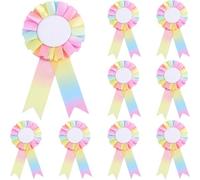 SUNNYCLUE 1 Box 10pcs Blank Award Ribbons Prize Ribbons Fabric Pink Colorful DIY Blank Place Rosette Medal Winner Victory Grand Honorable Award Grand Prize for School Sports Event Competition Contest