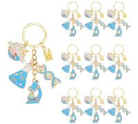 SUNNYCLUE 1 Box 10pcs Chemistry Keychain Bulk Lab Keychain Bulk Alloy Word Blue Science Biology DNA Microscope Flask Pendant Keyrings Key Chains Pack for Party Favors Women Adults Gifts Accessory