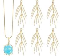 SUNNYCLUE 1 Box 10Pcs Claw Pendant Trays Branch Shape Blanks Bulk Brass Metal Gold Gemstone Crystal Stone Cage Holder Open Bezels Charm for Jewellery Making Necklace DIY Craft Finding Supplies Adults