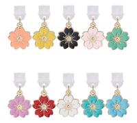 SUNNYCLUE 1 Box 10Pcs Dust Plug Charm Type C Dust Plugs Charms Charging Port Cover Enamel Flower Phone Pendants Dustproof Port Protector for Phones Earphones Laptops E-Reader Accesories Women Men