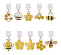 SUNNYCLUE 1 Box 10Pcs Dust Plug Charms Charging Port Covers Protector Type C Enamel Honeybee Bee Phone Charms Plastic Mobile Dustproof Plugs for Phones Earphones Laptops E-Reader Accesories Women Men