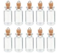 SUNNYCLUE 1 Box 10Pcs Glass Bottles Charms Clear Bottle Charm Bulk 3ml Empty Tiny Vials Small Wishing Jars Pendants with Cork Stopper Metal Loop for Jewellery Making Necklace DIY Crafts Accessories
