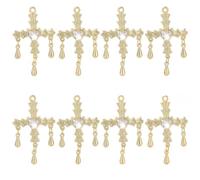 SUNNYCLUE 1 Box 10Pcs Gold Rhinestone Cross Charms Crucifix Charms Large 40mm Metal Alloy Heart Crystal Diamond Chic Dangle Easter Pendants for Jewelry Making Supplies Weddings Earrings Necklace DIY