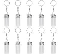 SUNNYCLUE 1 Box 10Pcs Message in a Bottle Keychain Small Glass Bottles Keychains Bulk Wishing Empty Jars Cork Lids and Silver Iron Clasps Alloy Key Ring Chains for Crafts Jewellery Making DIY Necklace
