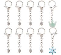 SUNNYCLUE 1 Box 10pcs Pin Display Key Chain Pin Brooch Converter Metal Alloy Silver Turn Lapel Pins Into Keychain Holder Adapter Converter with Lobster Clasp for Bag Charms Women Adult Keyring Making