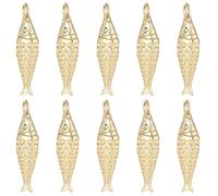 SUNNYCLUE 1 Box 10Pcs Real 18K Gold Plated Brass Fish Charm Sea Animal Charms Bulk Ocean Summer Beach Fishes with Jump Rings Marine Life Pendants for Necklaces DIY Bracelet Earrings Jewellery Making