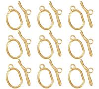 SUNNYCLUE 1 Box 10Pcs Real 18K Gold Plated OT Toggle Clasp Toggle Jewellery Clasps Stainless Steel Connectors Oval Rings T Bar Links for Jewellery Making Supplies DIY Necklace Bracelet Crafts Women