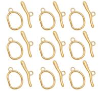 SUNNYCLUE 1 Box 10Pcs Real 18K Gold Plated Toggle Clasps OT Toggle Clasp Stainless Steel Glossy T-Bar Closures and Rings Connector for Necklaces Bracelets Chain Jewellery Making DIY Crafts Adults