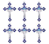 SUNNYCLUE 1 Box 10Pcs Rosary Cross Charms Crucifix Cross Charm Blue Easter Vintage Metal Enamel Rosary Centerpiece Dangle Pendants for Jewelry Making Rosay Beads Necklace Bracelets Craft Supplies