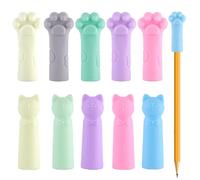 SUNNYCLUE 1 Box 11 Styles 44Pcs Cute Pencil Caps Cat Pen Caps Pack Small Pink Purple Silicone Soft Animal Claw Tip Protector Extender Holder Decor for Pen Office Study Write Gifts Supplies Women Adult
