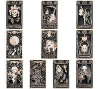 SUNNYCLUE 1 Box 11 Styles Tarot Pins Magic Enamel Pins Bulk Black Occult Lapel Alloy Mystical Skull Ghost Sun Star Moon Goth Brooches for Women Backpacks Pattern Men Hats Bags Gift Accessories Decor