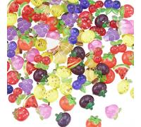 SUNNYCLUE 1 Box 110Pcs 11 Styles Fruits Nail Charms Fruit Resin Charms Mini Cute Cartoon Assorted Cherry Grape Peach Banana Watermelon Lemon Nail Jewellery Supplies for DIY Crafts Arts Decoration