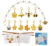 SUNNYCLUE 1 Box 11Pcs Bee Honeycomb Crochet Knitting Markers Knitting Crochet Markers Stitch Markers Enamel Number 0-9 Knitting Row Counter Chains for Knitting Weaving Sewing Crochet Tracking Project
