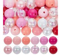 SUNNYCLUE 1 Box 12 Colors 72Pcs 16mm Acrylic Pink Beads Chunky Beads Large Transparent Bubblegum Ball Red Opaque Plastic Round Beads for Jewellery Making Crafts Bracelets Necklaces Supplies Women