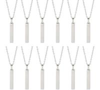 SUNNYCLUE 1 Box 12 Pack 20 Inch/50cm Stainless Steel Engraving Necklace Blanks Metal Stamping Necklaces Bulk Silver Engravable Rectangular Stamping Bar Jewellery for Women Men DIY Name Pattern
