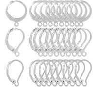 SUNNYCLUE 1 Box 120PCS 3 Styles Leverback Earring Hooks Bulk Earring French Hook Silver Lever Back Earwires Stainless Steel Ear Wire Earrings Findings for jewellery Making Women DIY Dangle Earring