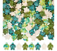 SUNNYCLUE 1 Box 120pcs 4 Colors Summer Turtle Beads Turquoise Turtle Beads Gemstone Sea Life Hawaii Ocean Animal Synthetic Turquoise Turtles Spacer for Jewellery Making Bracelets Summer Party Crafts