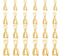SUNNYCLUE 1 Box 120Pcs 4 Styles Brass Pendant Clasps Gold Pinch Bail Bulk Metal Golden Clip Bail Dangle Charm Clasp Bead Pendants Buckles Connectors Findings for jewellery Making DIY Necklace Bracelet