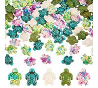 SUNNYCLUE 1 Box 120pcs 5 Colors Turtle Beads Bulk Sea Turtle Bead Charms Synthetic Turquoise Summer Ocean Life Tortoise Stone Turtles Loose Spacers for Jewellery Making Women Bracelets Supplies Crafts