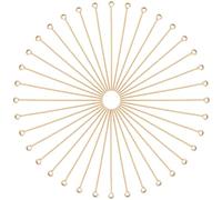 SUNNYCLUE 1 Box 120Pcs 50mm jewellery Eye Pins Gold Head Pin Bulk Real 18K Gold Plated Brass Open Eyepin Small Long Findings Pins for jewellery Making Charm Earring Bracelet Accessories Supplies DIY C
