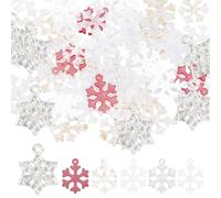 SUNNYCLUE 1 Box 120Pcs 6 Colors Christmas Snowflakes Charms Resin Snowflake Charm Bulk Transparent Red White Tiny Glitter Xmas Winter Snow Shaped Mini Charm for Jewelry Making Charms DIY Earring Craft