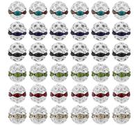 SUNNYCLUE 1 Box 120Pcs 6 Colors Rhinestone Spacer Bead Silver Disco Ball Beads Bulk 8mm Metal Alloy Round Hollow Czech Bubblegum Crystal Loose Spacers for Jewellery Making Bracelet Necklace DIY Crafts