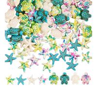 SUNNYCLUE 1 Box 120pcs 8 Colors Sea Turtle Beads Starfish Beads Synthetic Turquoise Blue Green Gem Stone Ocean Animal Sea Star Turtles Spacers for Jewellery Making Women Bracelet Necklaces Earrings
