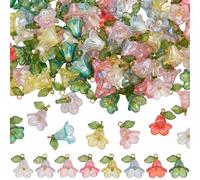 SUNNYCLUE 1 Box 120Pcs Acrylic Flower Charms Lily Of The Valley Charms Bulk | Spring Colorful Lily Flowers Plastic Cute Floral Pendants for Jewellery Making Earrings Necklace Bracelet Women Adult Craft