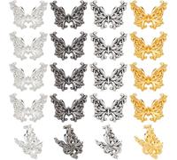 SUNNYCLUE 1 Box 120Pcs Butterfly Spacer Beads Silver Gold Wing Beads Tibetan Style Metal Alloy Black Fly Animal Spacers Beads for Jewellery Making Supplies DIY Crafts Necklace Bracelets Earrings Adult