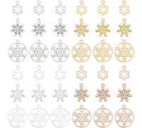 SUNNYCLUE 1 Box 120Pcs Christmas Snowflake Charms Bulk Winter Charm Alloy Gold Antique Silver Holiday Xmas New Year Mini Snow Flake Bead Charms for Jewellery Making Charms DIY Necklace Earrings