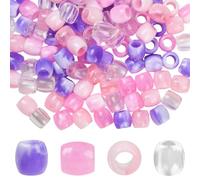 SUNNYCLUE 1 Box 120Pcs Colorful Braid Beads Loc Hair Beads with 5mm Hole Plastic Tube Imitation Pearl European Loose Spaces for Dreadlock Accessories DIY Crafts Hair Clips Decoration Jewellery Making