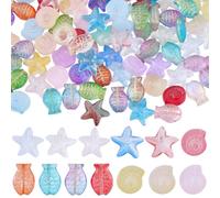 SUNNYCLUE 1 Box 120Pcs Glass Fish Beads Starfish Beads Conch Sea Ocean Animals Enlaced Glass Summer Beach Colorful Loose Spacers for Jewellery Making Bracelet Necklace Earrings DIY Crafts Adults