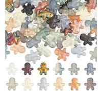 SUNNYCLUE 1 BOX 120PCS Glass Gingerbread Man Beads Christmas Beads Cute Cartoon Xmas Candy Loose Spacer Beads Bulk for jewellery Making Bracelet Beading Kit Christams Gift Party Decor Diy Craft Suppli