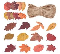 SUNNYCLUE 1 Box 120Pcs Leaf Gift Tags Fall Gift Tag with 1 Bundle Rope Leaves Autumn Thanksgiving Day Personalized Paper Hanging Labels with String for Wedding Birthday Party Holliday Decorations