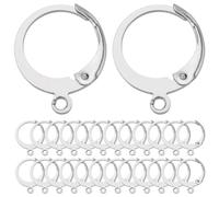SUNNYCLUE 1 Box 120Pcs Leverback Earring Hooks Round Huggie Hoops with Open Loops Stainless Steel Lever Back Earwire French Earrings Hooks Hypoallergenic Ear Wire Leverbacks for Jewellery Making Kits
