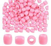 SUNNYCLUE 1 Box 120Pcs Pink Loc Beads Hair Dreadlock Beads Plastic Sweet Cute with 6.5mm Hole European Focal Braid Decoration Loose Spacers for Hair Accessories Jewellery Making DIY Decor Crafts