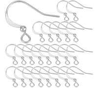 SUNNYCLUE 1 Box 120Pcs Real Platinum Plated Earring Hooks Ear Wire Hooks with Ball Brass French Earring Fish Hook Silver Earwires Findings for jewellery Making Accessories Supplies DIY Dangle Earrings
